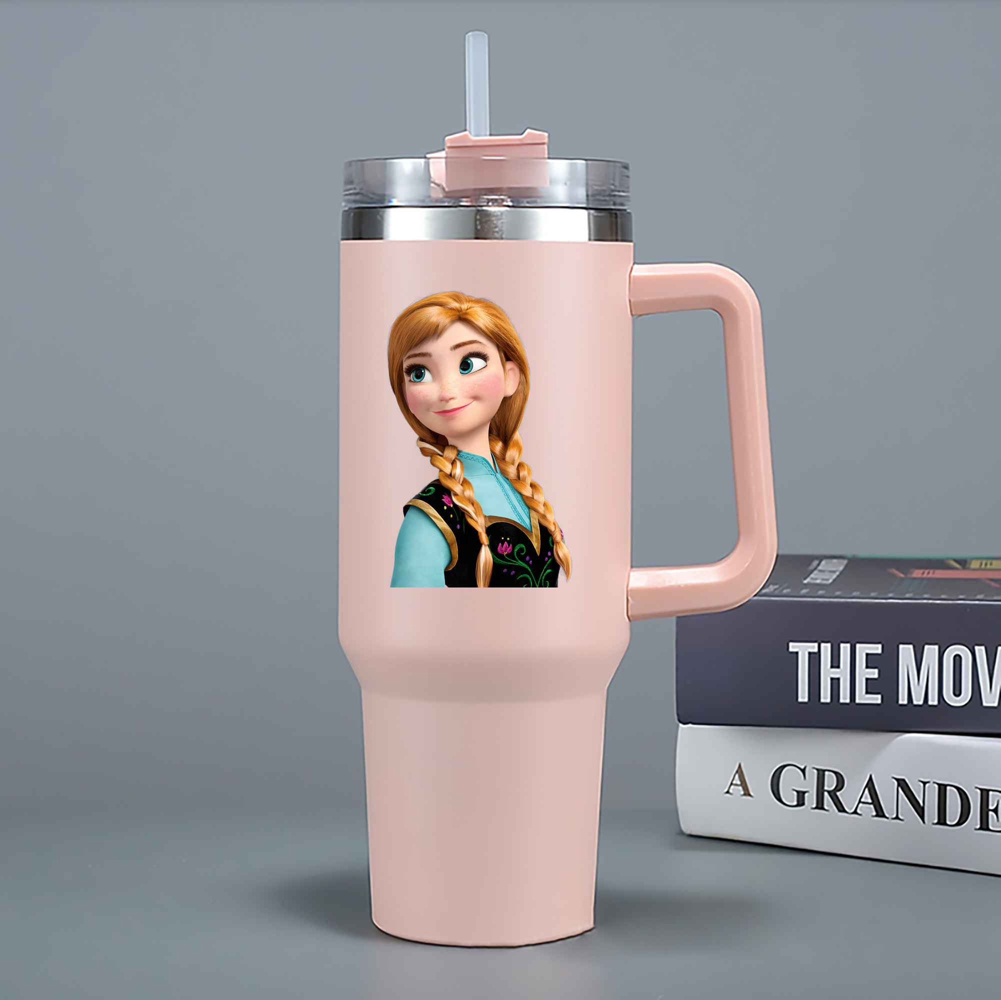 （画像用） アナと雪の女王 アンナ エルサ Frozen Anna Elsa 1200mL車用タンブラー - クリスタルステッカー（プラスチックストロー付き）